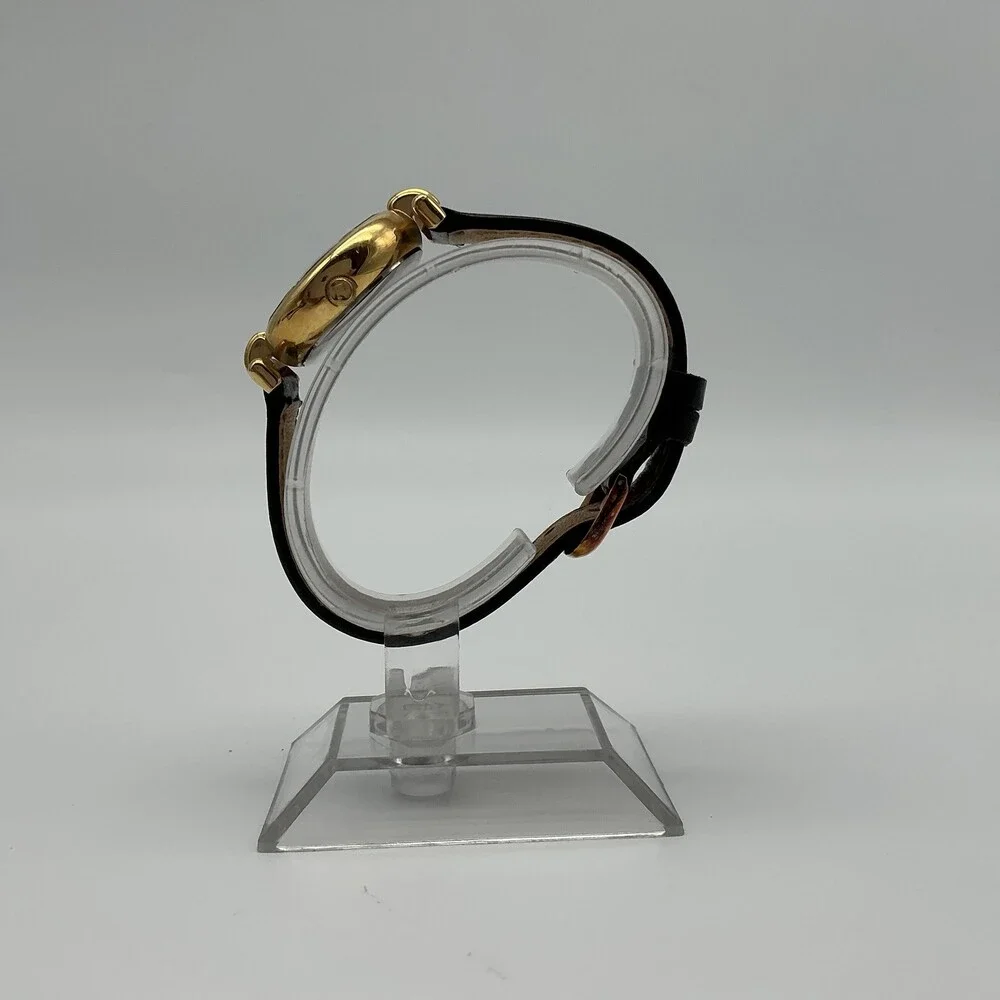 Vintage Fossil PC-7380 Women Watch 26mm Rivoli Crystal Black Leather New Battery